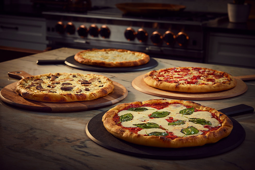 Hearth & Fire™ pizzas: The Margherita, The Mushroom, The Pepperoni and The Bianca